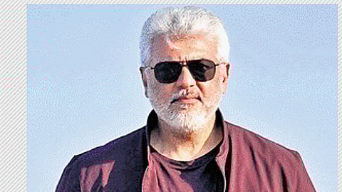 Actor Ajith Kumar in a still from the film 'Vidaamuyarchi'.