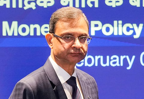Reserve Bank of India Governor Sanjay Malhotra during a press conference, at RBI headquarters in Mumbai.