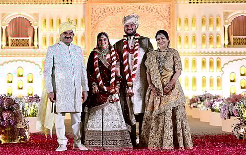 At the Belvedere Club in Ahmedabad’s Adani Shantigram township this afternoon, Jeet Adani married Diva, daughter of diamond trader Jaimin Shah.