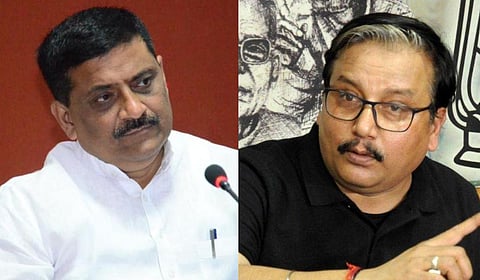 JDU MP Sanjay K Jha (L) and RJD MP Manoj Jha (R)