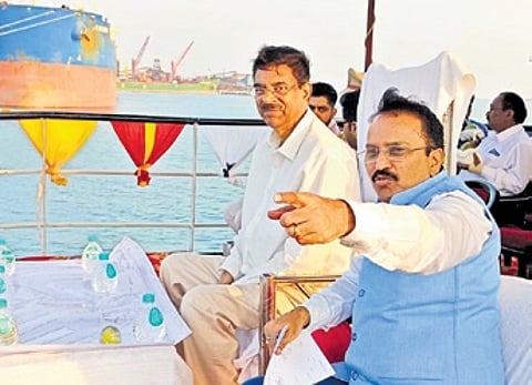 The Governor visiting the harbour area of Paradip Port on Friday