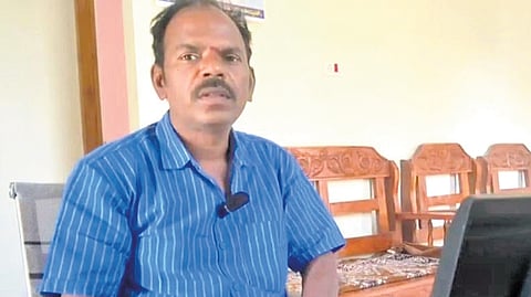 Thodasam Kailash, a government teacher in Adilabad, plays the keyboard