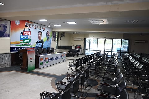 View of an empty Delhi Pradesh Congress Committee (DPCC) office in New Delhi after their poll debacle on Saturday.