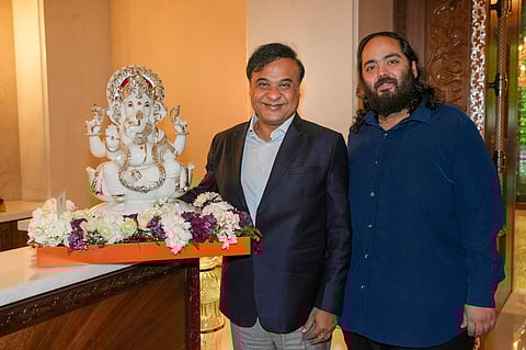 n this image released by @himantabiswavia X on Sunday, Feb. 9, 2025 Assam CM Himanta Biswa Sarma with Anant Ambani in Mumbai.