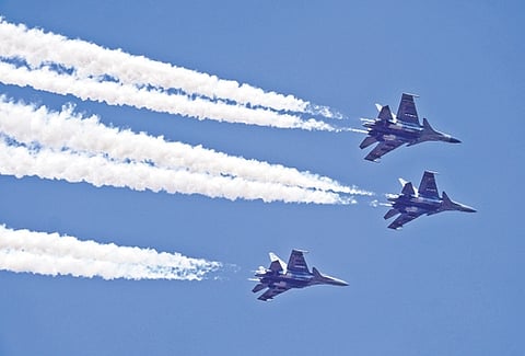 Sukhoi Su-30 fighter jets in action