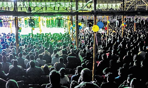 People watching a jatra show at Khandagiri Mela in Bhubaneswar