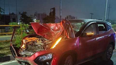 Tata Harrier SUV that got mangled in the accident
