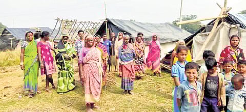 The dalit families at the burial ground in Alipingal village