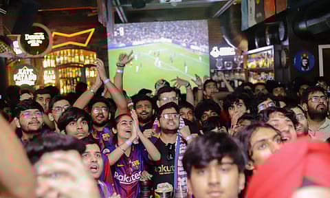 Barcelona fans at the screening organised by FCB Delhi NCR