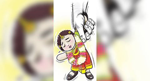 As she attended school with thaali, teachers realised she got married and informed child protection department.