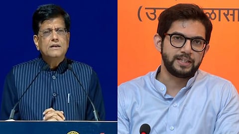 Union Minister Piyush Goyal (L), Shiv Sena (UBT) leader Aditya Thackeray