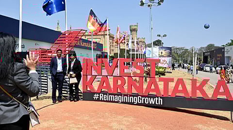Delegates and visitors at the Global Investors Meet in Bengaluru.
