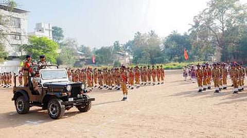 The joint passing out parade of student police cadets.