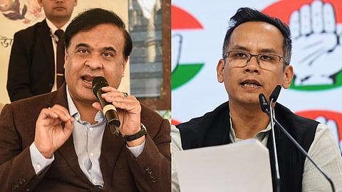 A collage of Assam Chief Minister Himanta Biswa Sarma (L) and Congress MP Gaurav Gogoi (R).