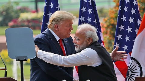 FILE - U.S. President Donald Trump and Indian Prime Minister Narendra Modi.