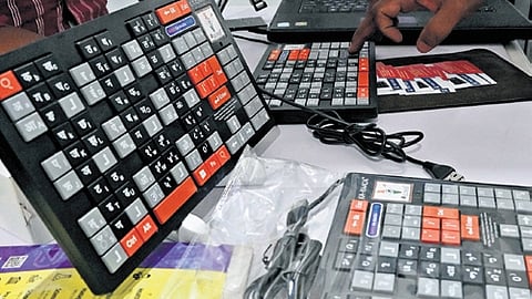 The keyboard developed by Kanaada Phonematic being showcased at the GIM on Thursday