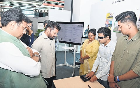 Chief Minister A Revanth Reddy during the inauguration of the new campus building of Microsoft at Gachibowli on Thursday