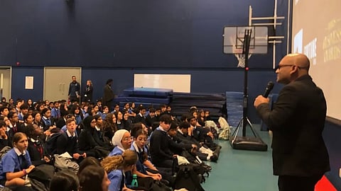 Lifology CEO Praveen Parameswaran interacting with the students of GEMS Metropole School in Dubai