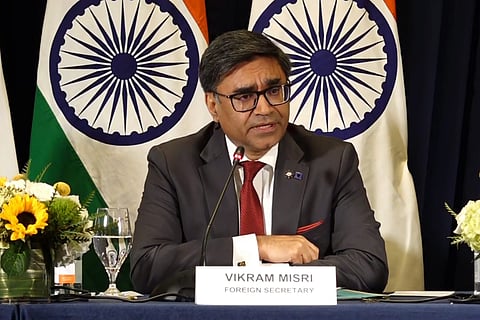 Foreign Secretary Vikram Misri briefs the media regarding Prime Minister Narendra Modi's visit to the USA, in Washington, DC, Friday, Feb. 14, 2025.