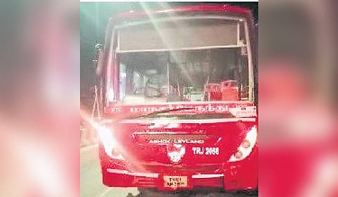 The bus that was hijacked by L Abraham over an argument.