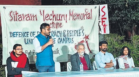 Prabhat Patnaik delivered the first Sitaram Yechury Memorial Lecture at JNU