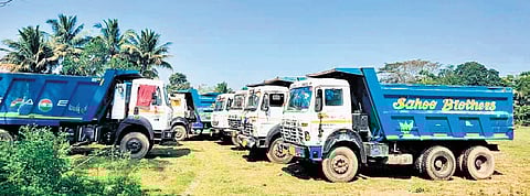 Vehicles seized from the illegal sand mining site on Chitrotpola river bed.