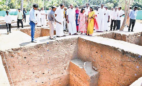 Ministers Thennarasu and Periakaruppan visiting Keeladi