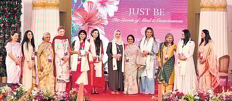 Actor Sonakshi Sinha, Head of General Sport Authority, Bahrain Noorah Abdullah and others at the 10th International Women’s Conference on Sunday