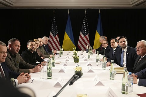 United States Vice President JD Vance and United States Secretary of State Marco Rubio meet with Uklraine's President Volodymyr Zelenskyy in Munich