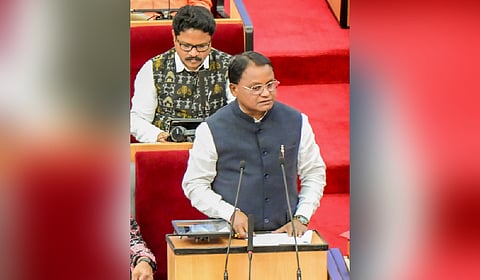 Chief Minister Mohan Charan Majhi presenting general budget 2025-26 in Odisha Legislative Assembly in Bhubaneswar.