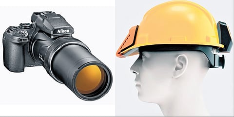 Nikon Coolpix P1100 (L). Proxgy Hat+™(R).