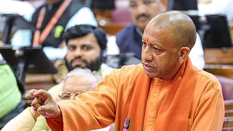 Uttar Pradesh Chief Minister Yogi Adityanath speaks during the Budget session of the state Legislative Assembly, in Lucknow, Wednesday, Feb. 19, 2025.