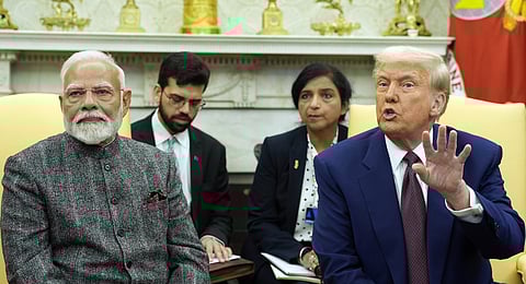 US President Donald Trump meets with Prime Minister Narendra Modi in the Oval Office of the White House, Thursday, Feb. 13, 2025, in Washington.