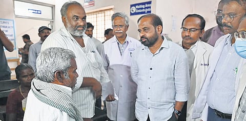 Health Minister Satya Kumar interacts with patients at Vijayawada GGH