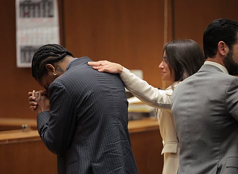 A$AP Rocky as he waits for his verdict to be read during his trial Tuesday, Feb. 18, 2025, in Los Angeles.