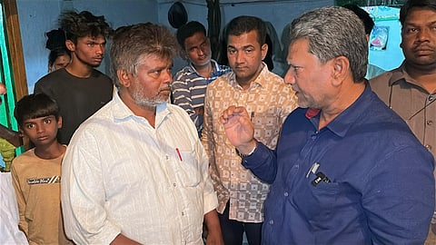 Karwan MLA Kausar Mohiuddin speaks to the father of Aliya Begum who was killed while trying to protect her father from an attack.