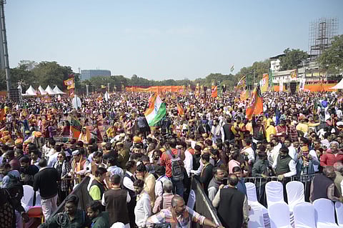 A section of the crowd at Ramlila Maidan