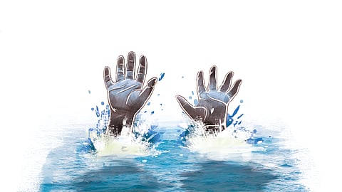 The riverbank, though scenic and resembling a beachside, is a known accident-prone area due to strong underwater currents.