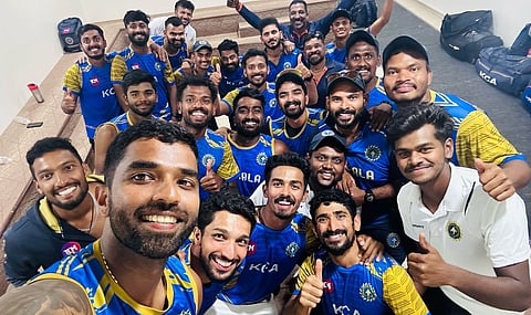 Kerala players celebrate after entering the final.