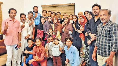 Azhar’s family members at his house to celebrate the Kerala team’s win.