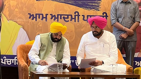 Minister Kuldeep Singh Dhaliwal with Punjab CM Bhagwat Mann