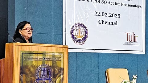 Director of Forensic Sciences Department V Sivapriya speaking at the seminar