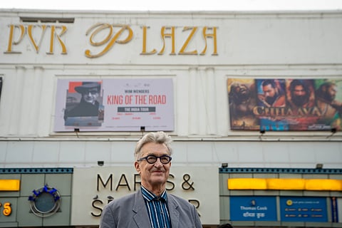 German director Wim Wenders arrives for his masterclass in Delhi