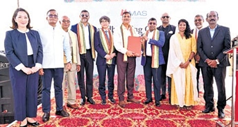 Officials present at the ground-breaking ceremony in Bhuinpur in Khurda