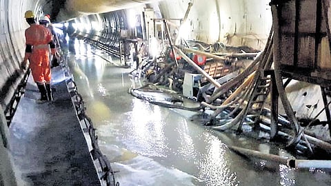 Rescue operations at the Srisailam Left Bank Canal project