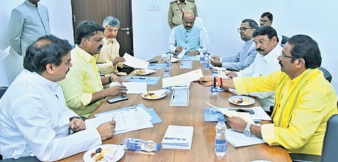 CM Chandrababu Naidu taking part in the BAC meeting, chaired by Assembly Speaker Ch Ayyanna Patrudu on Monday