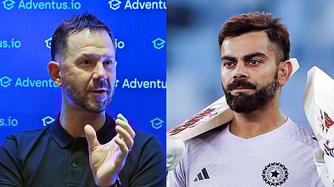 (L-R) A collage of former Australian cricketer Ricky Ponting and Indian batter Virat Kohli.