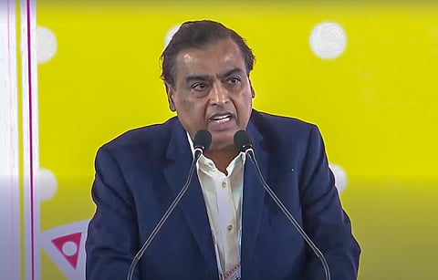 Reliance Industries Chairman Mukesh Ambani speaks at the Advantage Assam 2.0 Investment & Infrastructure Summit 2025 in Guwahati