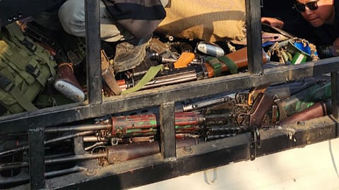 Meitei radical group Arambai Tenggol voluntarily laid down 246 weapons along with ammunition to the 1st Battalion of Manipur Rifles in Imphal on Thursday.