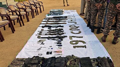 Maoist arms and ammunition seized by CRPF and Jharkhand police on February 24.